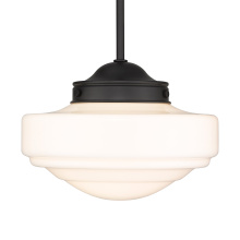 Golden 0508-M BLK-VMG - Golden Lighting Ingalls 1-light 12in Pendant in Matte Black and Vintage Milk Glass